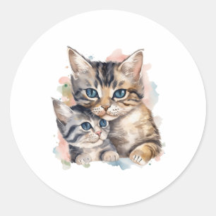 Cat and Kitten - Happy Mother's Day Classic Round Sticker