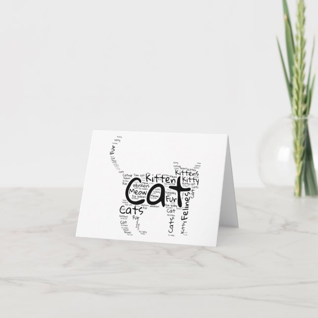Cat and Kitten Word Cloud - Unique Blank Greeting Card (Front)