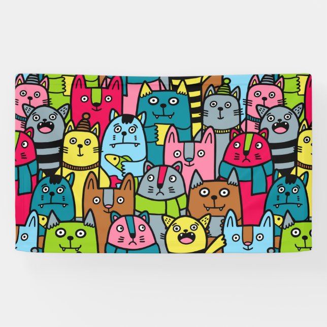 Cat and kittens banner (Horizontal)
