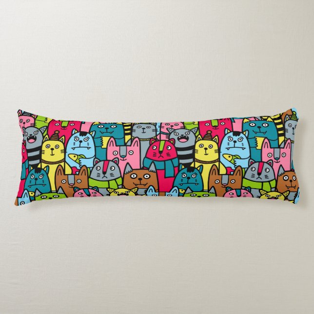 Cat and kittens body pillow (Front)