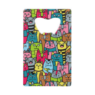 Cat and kittens credit card bottle opener