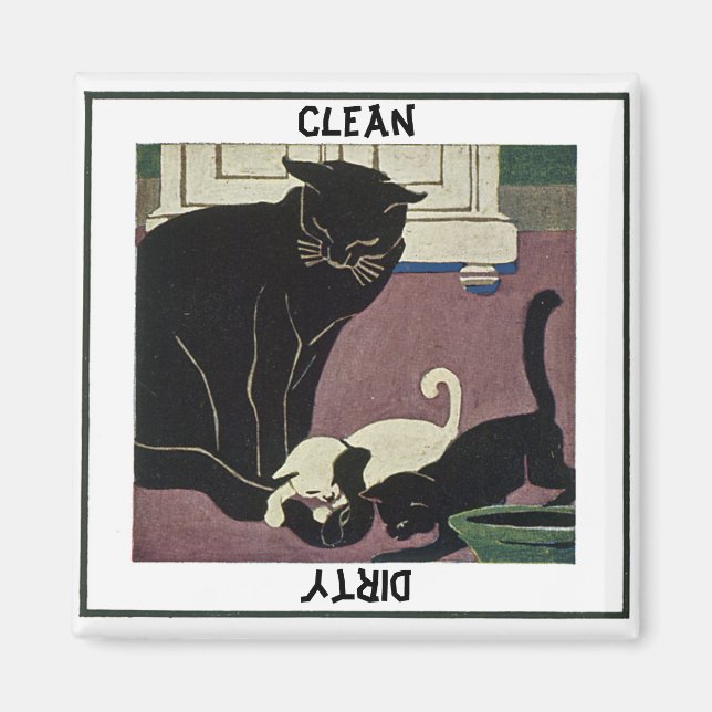 Cat and Kittens Dishwasher Magnet (Front)