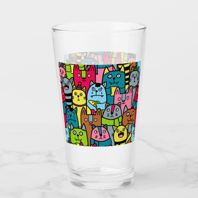 Cat and kittens glass (Front)