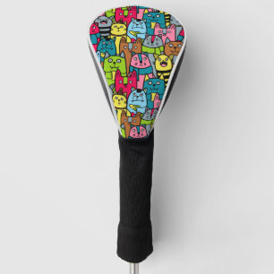 Cat and kittens golf head cover