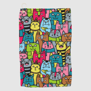 Cat and kittens golf towel