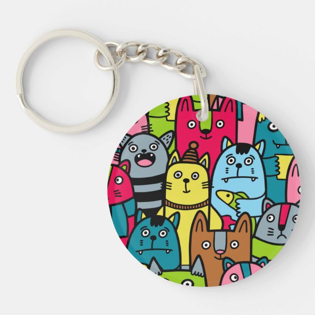 Cat and kittens keychain (Front)