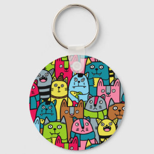 Cat and kittens keychain