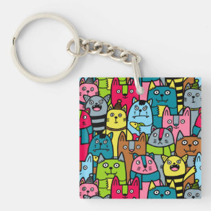 Cat and kittens keychain