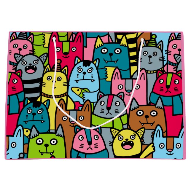 Cat and kittens large gift bag (Front)