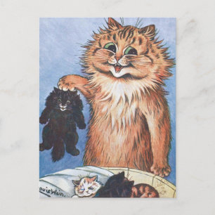 Cat and Kittens, Louis Wain Postcard