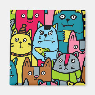 Cat and kittens magnet