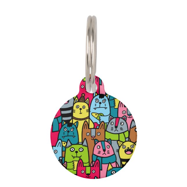 Cat and kittens pet tag (Front)