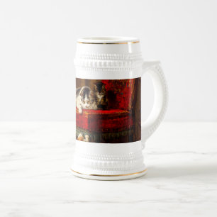 Cat and Kittens Playing with Chair Beer Stein