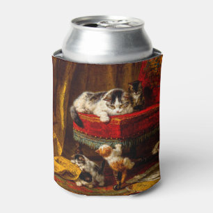 Cat and Kittens Playing with Chair Can Cooler