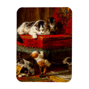 Cat and Kittens Playing with Chair Magnet