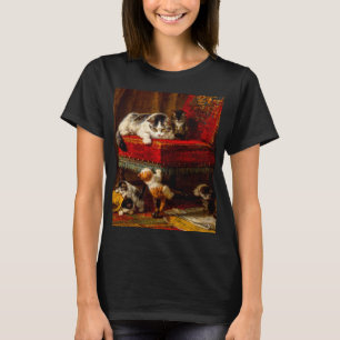 Cat and Kittens Playing with Chair T-Shirt