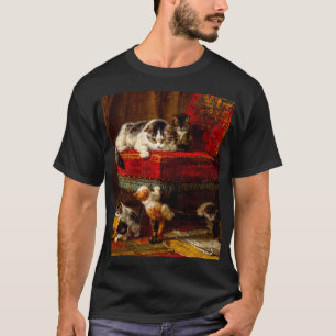 Cat and Kittens Playing with Chair T-Shirt