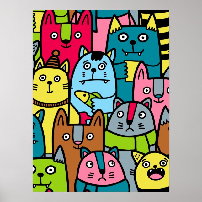 Cat and kittens poster (Front)