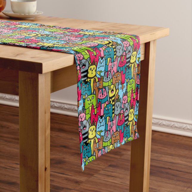Cat and kittens short table runner (In Situ)