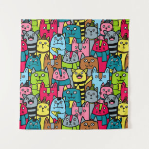 Cat and kittens tapestry