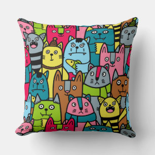 Cat and kittens throw pillow