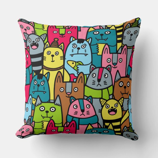 Cat and kittens throw pillow (Front)