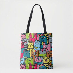 Cat and kittens tote bag