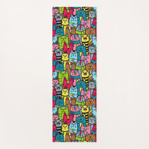 Cat and kittens yoga mat