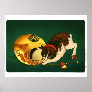 Cat and Lantern Kobayashi Kiyochika 1886 Poster