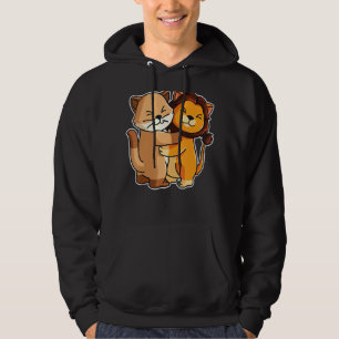 Cat And Lion Cute Kitten Hugging Animals Women Gi Hoodie