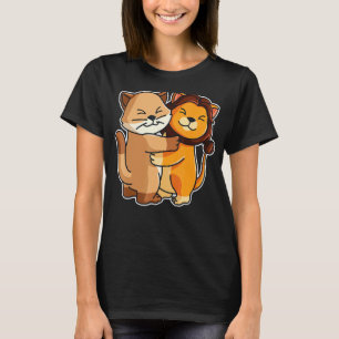 Cat And Lion Cute Kitten  Hugging Animals Women Gi T-Shirt