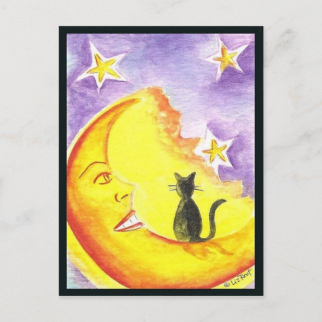 Cat and Moon Postcard (Front)