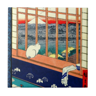 Cat and Mount Fuji 1857 Tile