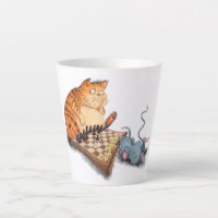 Cat and Mouse Playing Chess Cartoon Drawing Funny 