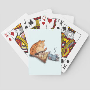 Cat and Mouse Playing Chess Cartoon Drawing Funny  Playing Cards