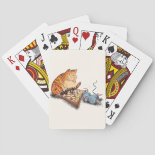Cat and Mouse Playing Chess Playing Cards Painting