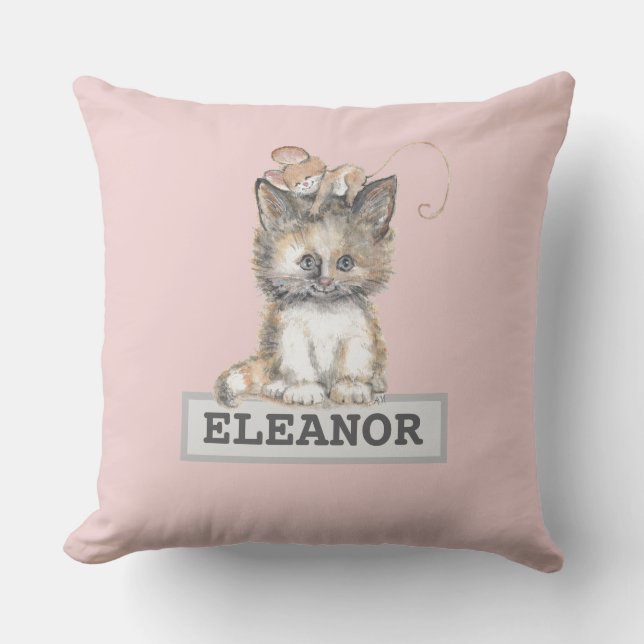Cat and Mouse Throw Pillow (Front)