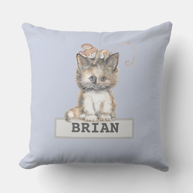 Cat and Mouse Throw Pillow (Front)