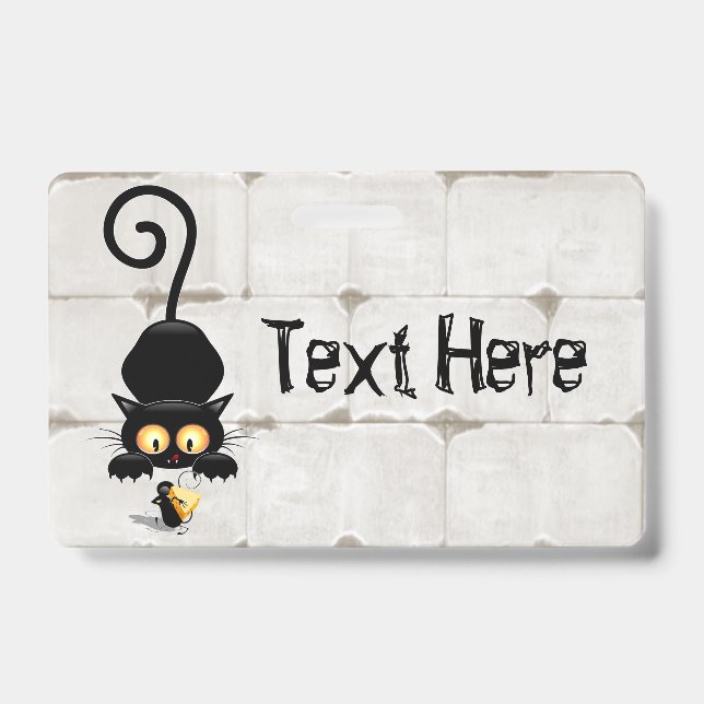 Cat and Mouse with Cheese Fun Cartoon Characters Badge (Front)