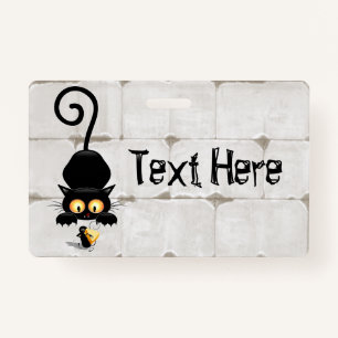 Cat and Mouse with Cheese Fun Cartoon Characters Badge