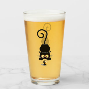 Cat and Mouse with Cheese Fun Cartoon Characters Glass