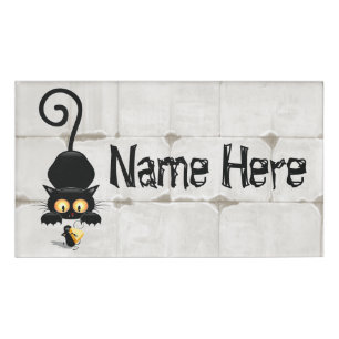 Cat and Mouse with Cheese Fun Cartoon Characters Name Tag