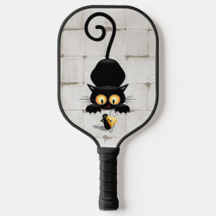 Cat and Mouse with Cheese Fun Cartoon Characters Pickleball Paddle