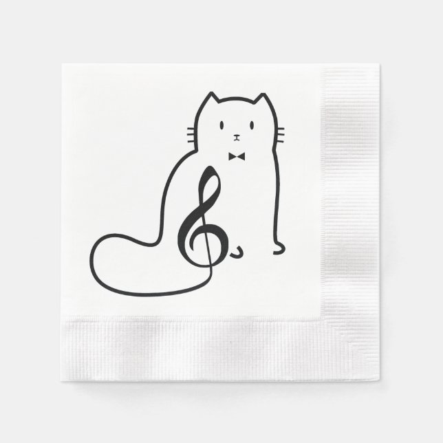 CAT AND MUSIC NOTE NAPKIN (Front)