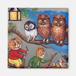 Cat and Owl, Louis Wain Magnet