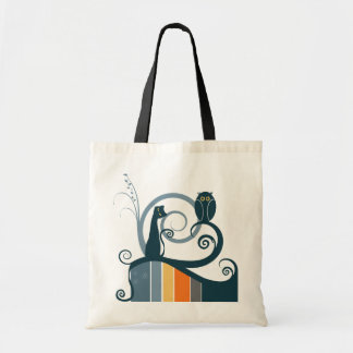 Cat and Owl Tote Bag