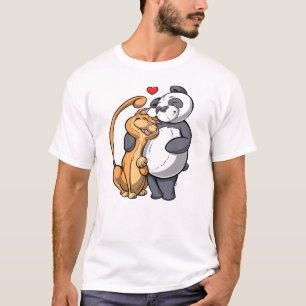 Cat and Panda Love T-shirt