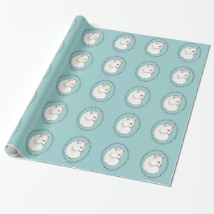 Cat And Paw Prints Wrapping Paper