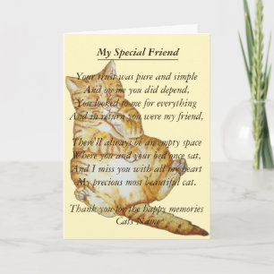 cat and pet sympathy original poem card