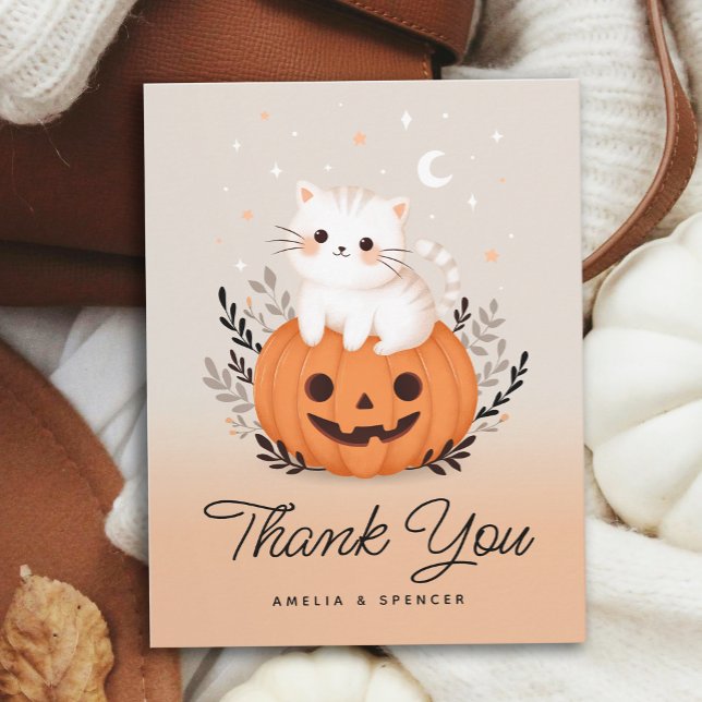 Cat and Pumpkin Baby Shower Thank You Card (Creator Uploaded)
